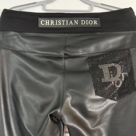 Black Lambskin Leather Leggings, Size M - Picture 4 of 5